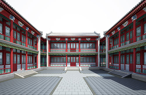 南山北京四合院设计古建筑鸟瞰图展示